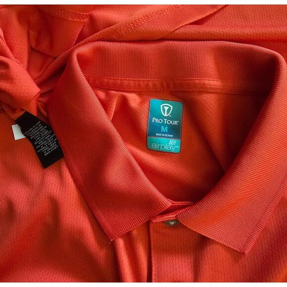 PRO TOUR Golf Short Sleeve Polo SHIRT Orange Air Play Men's Size Medium - Picture 3 of 5